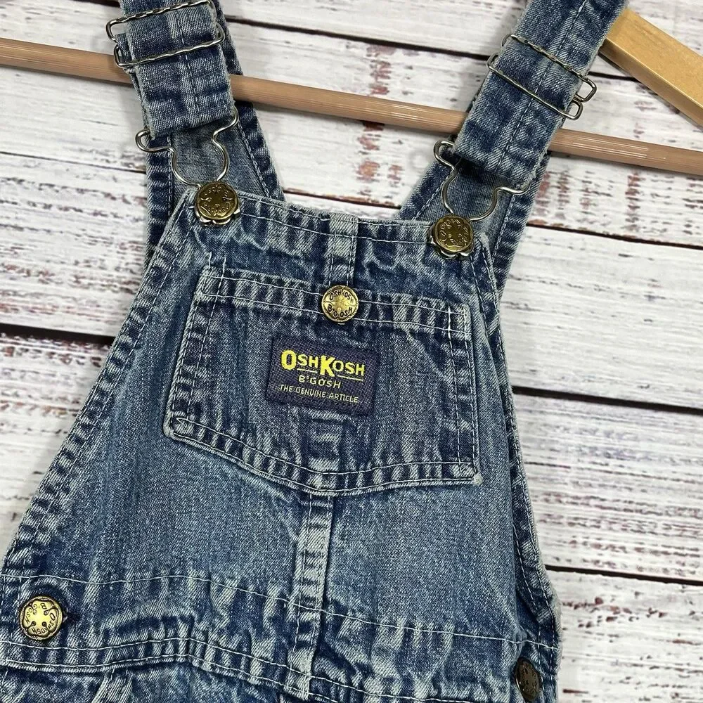 VTG 90’s OshKosh B'gosh Vestbak Blue Denim Cotton Bib Overalls Kids Unisex 3T